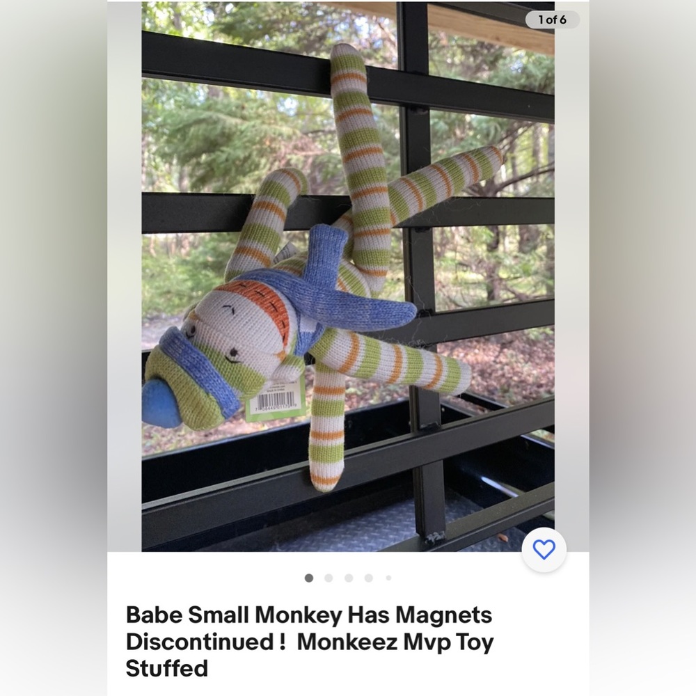 Babe striped small monkey - monkeez-Size Magnets Discontinued Last One! NWT